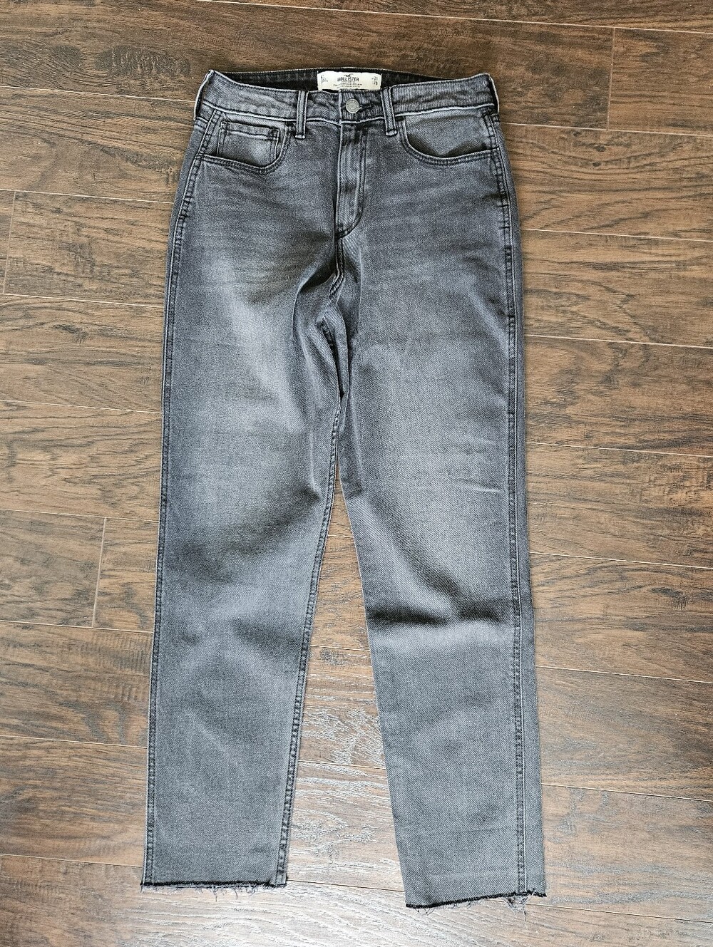 Hollister Women's Washed Black-Gray Straight Jeans